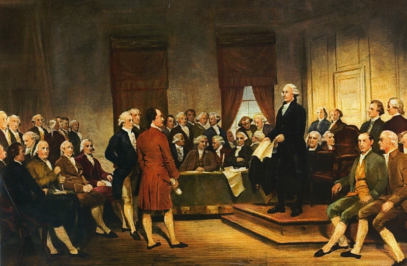 Founding Fathers sign the Constitution
