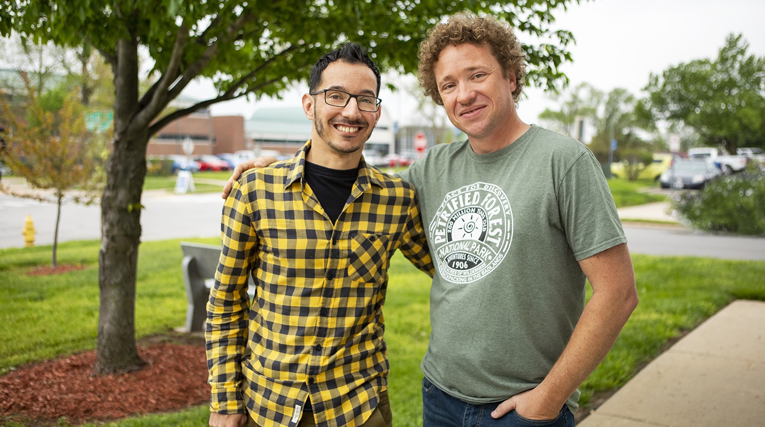 OTC student Anthony Sandoval poses with biology instructor, Mike Martin