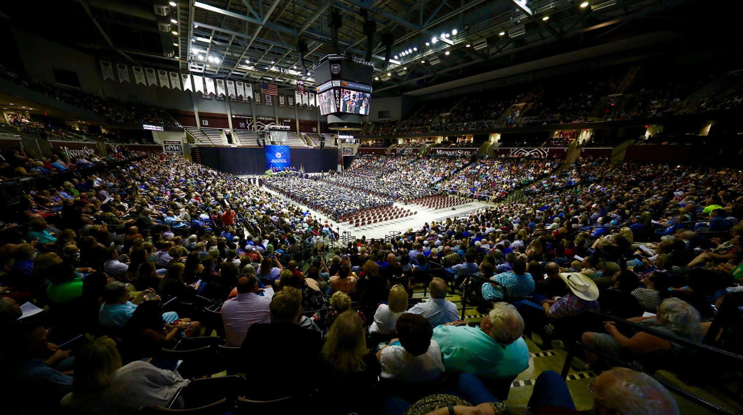 Wide angle shot of JQH Arena at OTC's 2019 Commencement