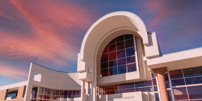Sunset over dome Sunset over Information Commons Dome